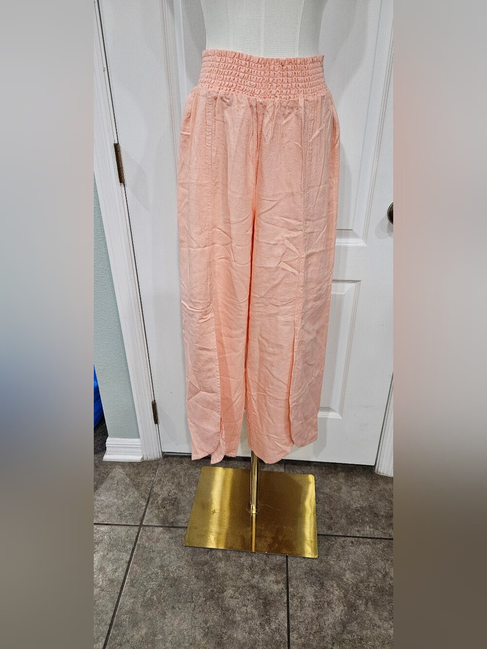 Peach Wide-Leg Pull-On Pants